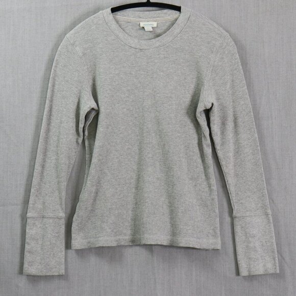 Sundance Thermal Top Women Small Gray Waffle Knit Velvet Cuff Button Long Sleeve - Picture 1 of 12